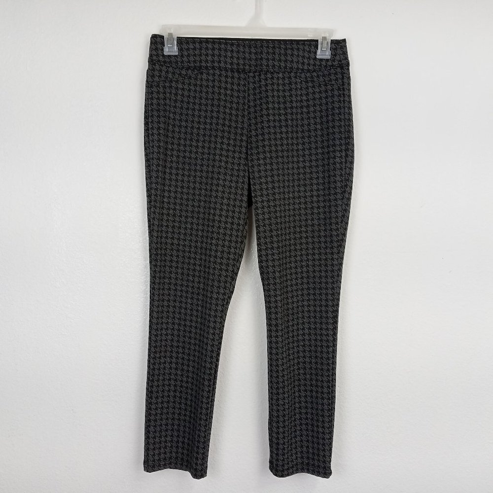 Liz Claiborne Women's Career Emma Classic Pants Size M Black/Gray Houndstooth
